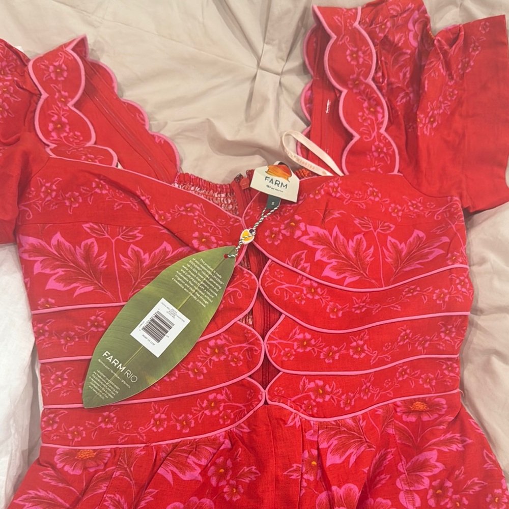 FARM Rio Scarlet and Pink Floral Dress